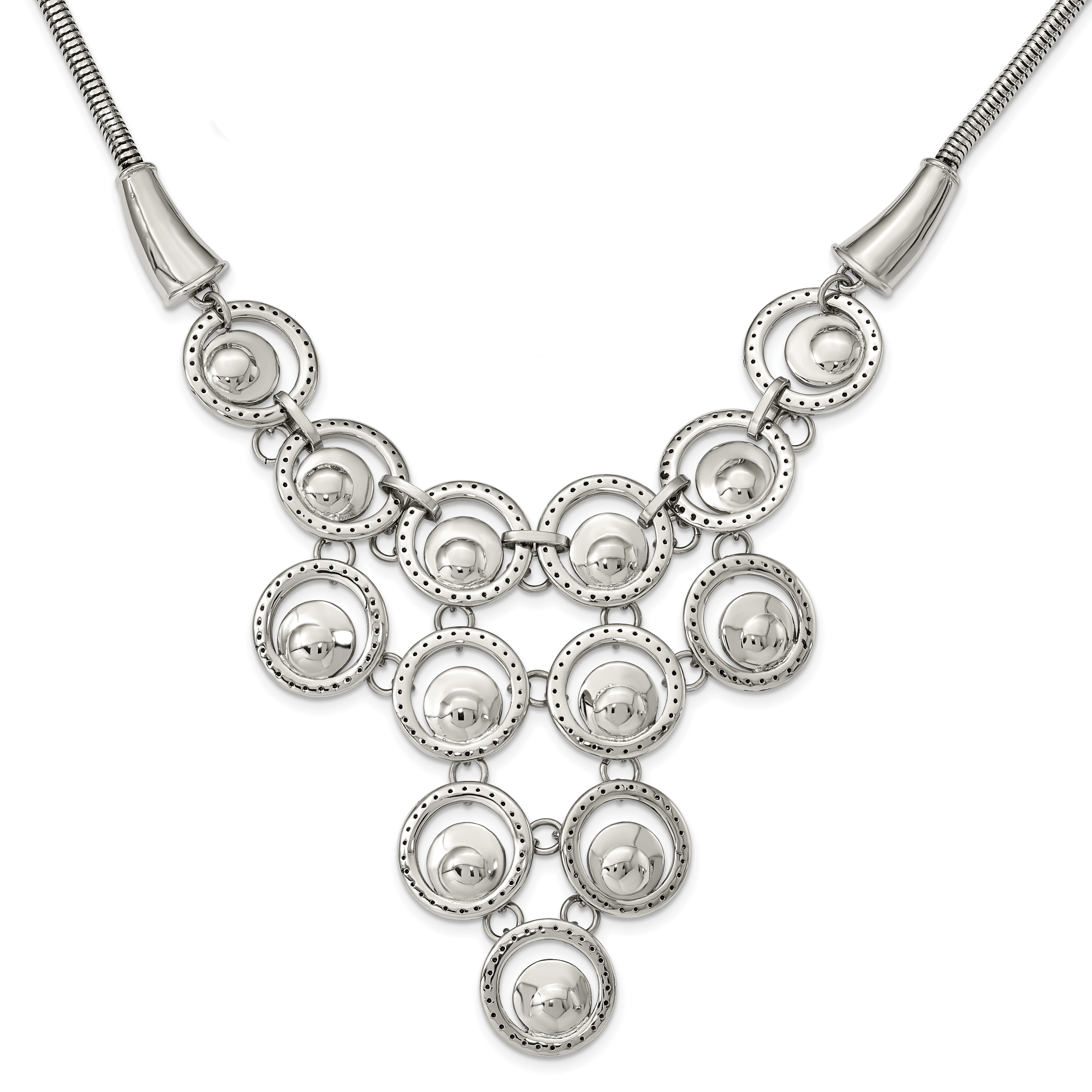 Stainless Steel Polished Multi-circle 19in w/2in ext Necklace Main image