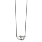 Chisel Stainless Steel Polished and Textured Interlocking Hearts on an 18 inch Cable Chain Necklace