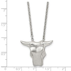 Stainless Steel Brushed Bull Head 20in Necklace