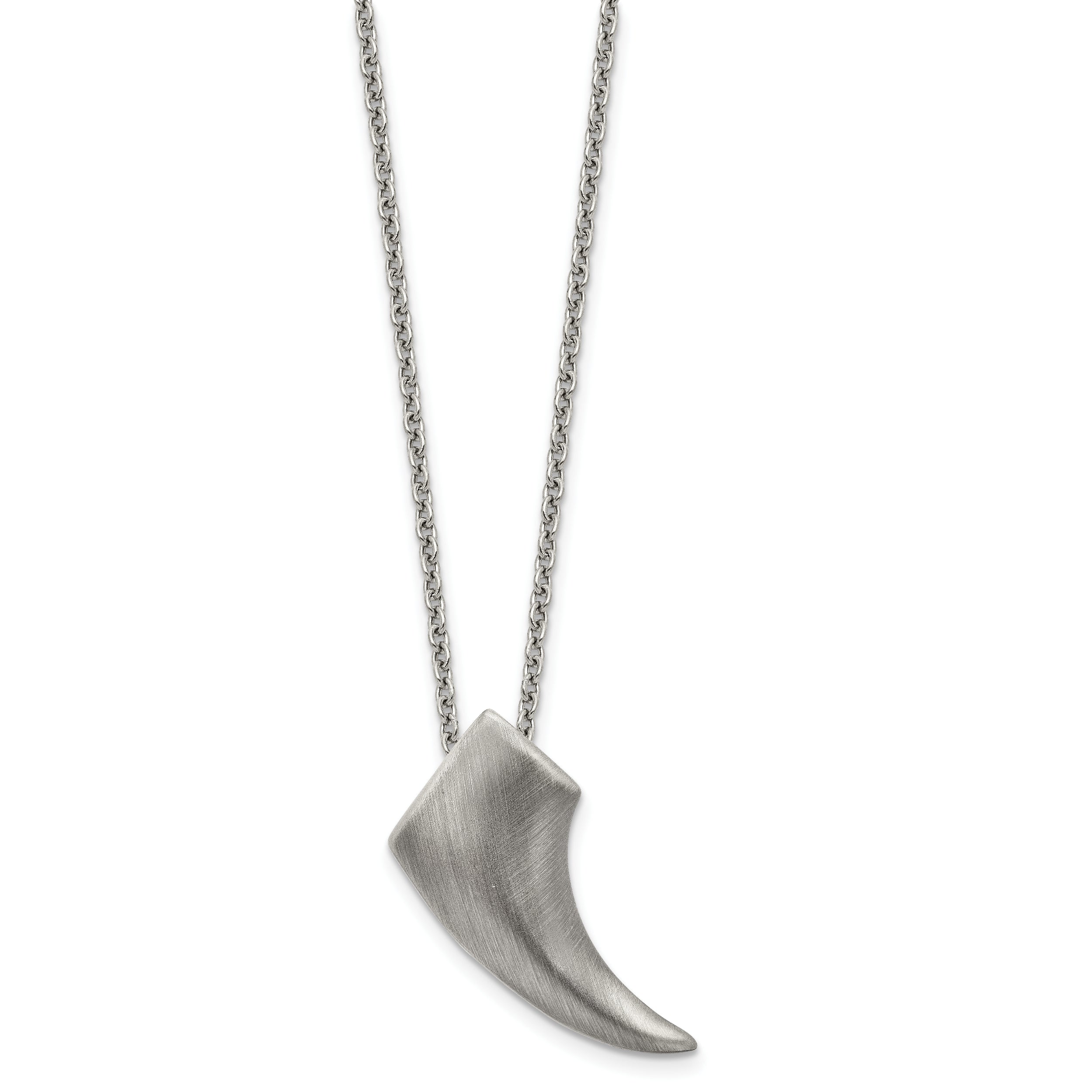 Stainless Steel Antiqued and Brushed Claw 20 inch Necklace