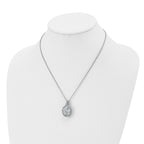 Chisel Stainless Steel Brushed and Polished Crystal Oval Pendant on an 18 inch Cable Chain Necklace