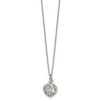 Chisel Stainless Steel Polished CZ Heart Lock and Key 2-Piece Moveable Pendant on an 18 inch Cable Chain Necklace