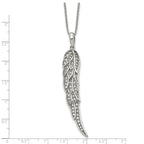 CZ Wing Pendant Necklace in Stainless Steel