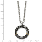 Antiqued Black CZ Necklace in Stainless Steel with Gold-Tone Accent