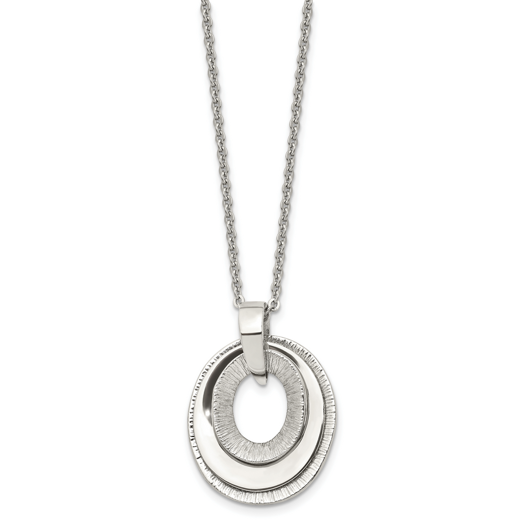 Three-Piece Moveable Ovals Necklace in Stainless Steel