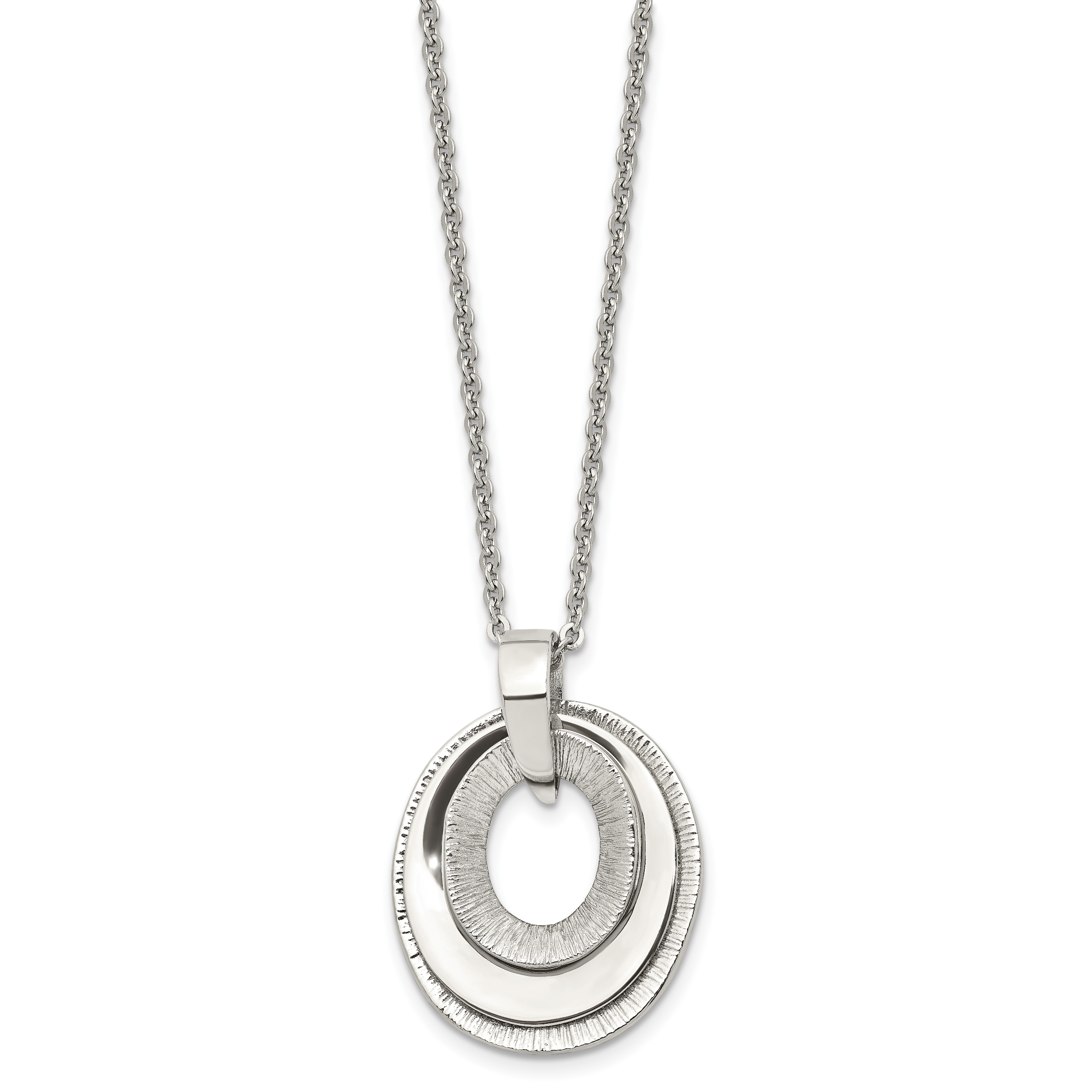 Three-Piece Moveable Ovals Necklace in Stainless Steel