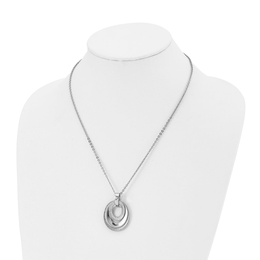 Three-Piece Moveable Ovals Necklace in Stainless Steel