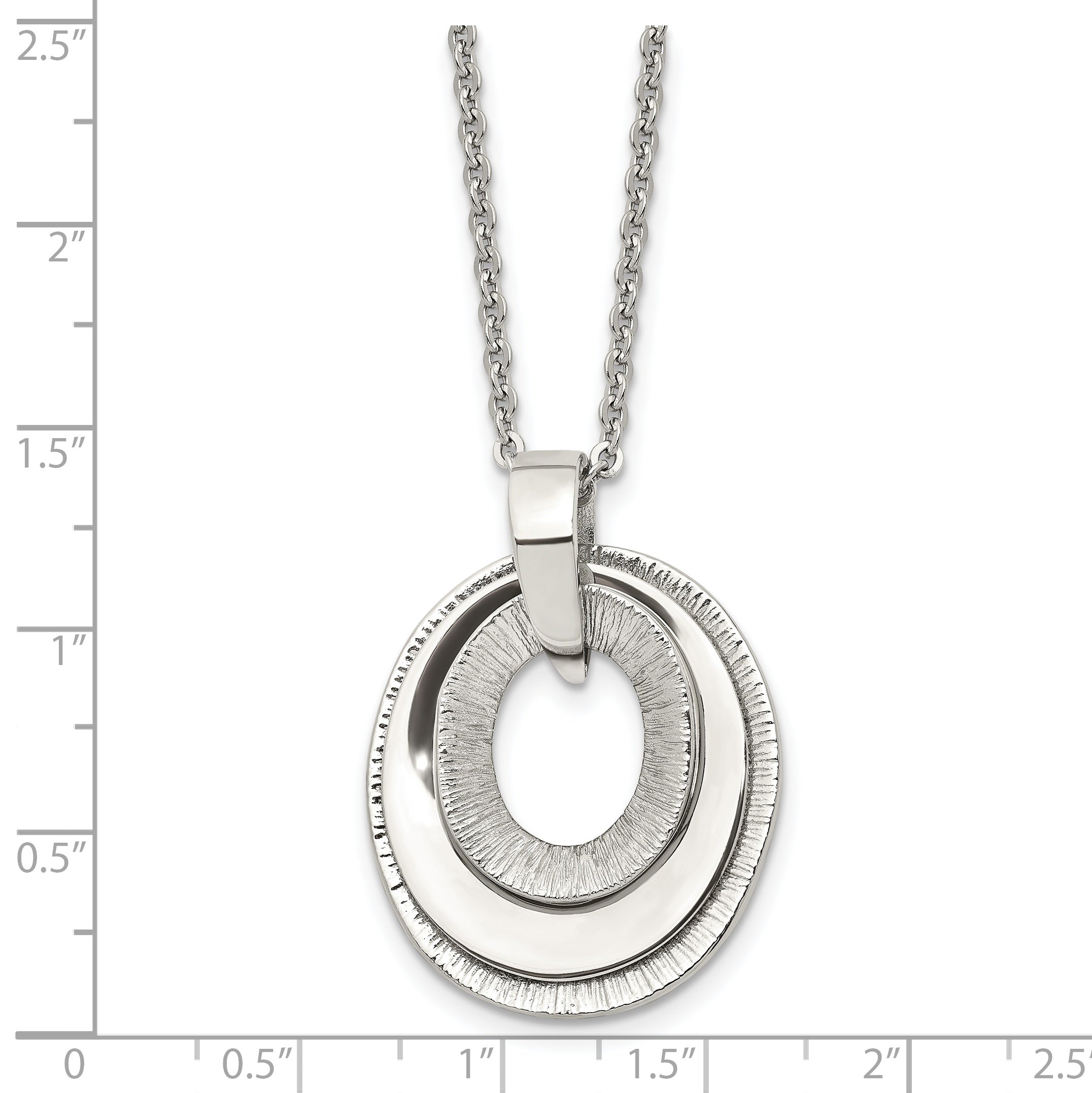 Three-Piece Moveable Ovals Necklace in Stainless Steel