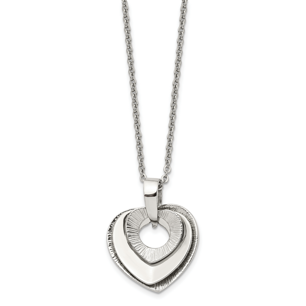 Three-Piece Moveable Heart Pendant Necklace in Stainless Steel