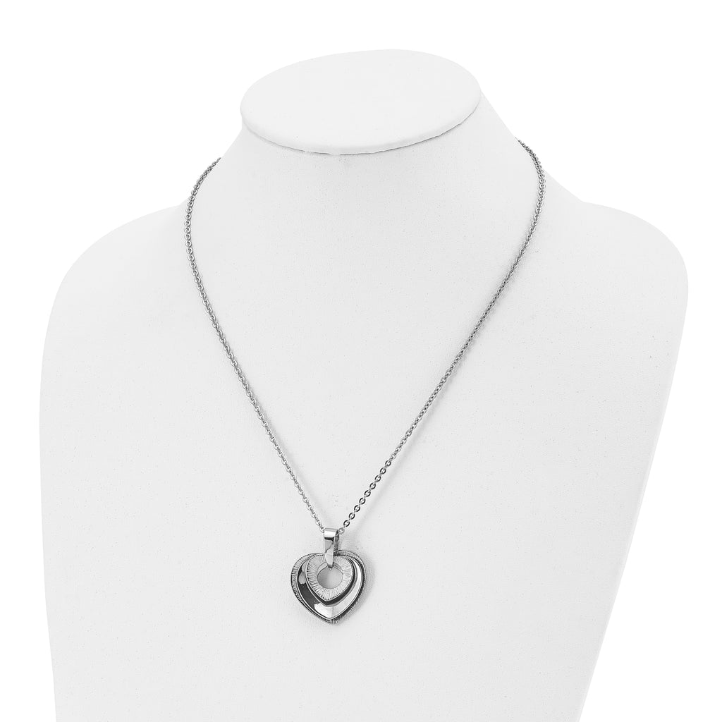 Three-Piece Moveable Heart Pendant Necklace in Stainless Steel