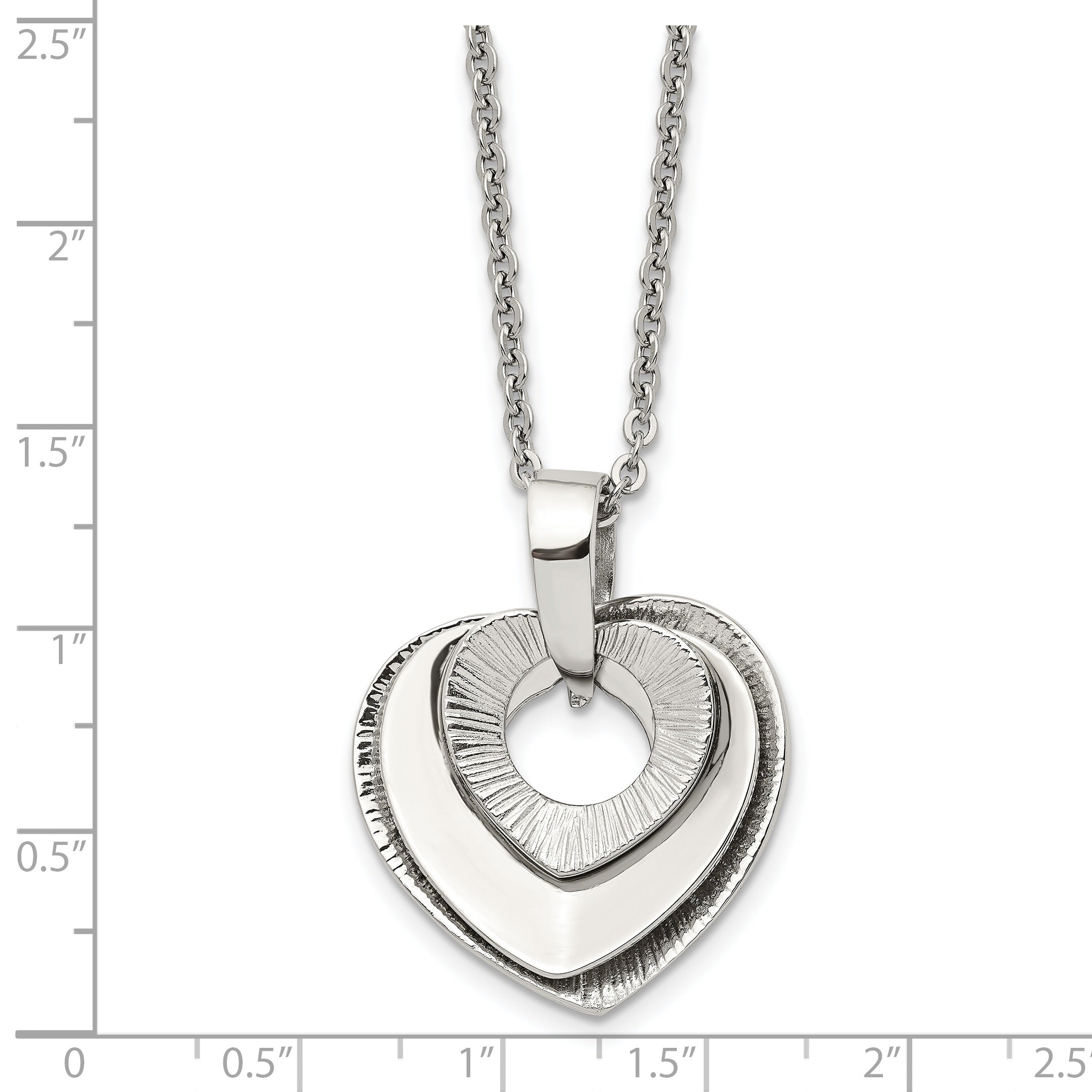 Three-Piece Moveable Heart Pendant Necklace in Stainless Steel