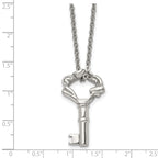 Polished Fancy Key Necklace in Stainless Steel, 18in