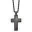 Chisel Stainless Steel Brushed Black IP-plated Cross Pendant on a 20 inch Rope Chain Necklace