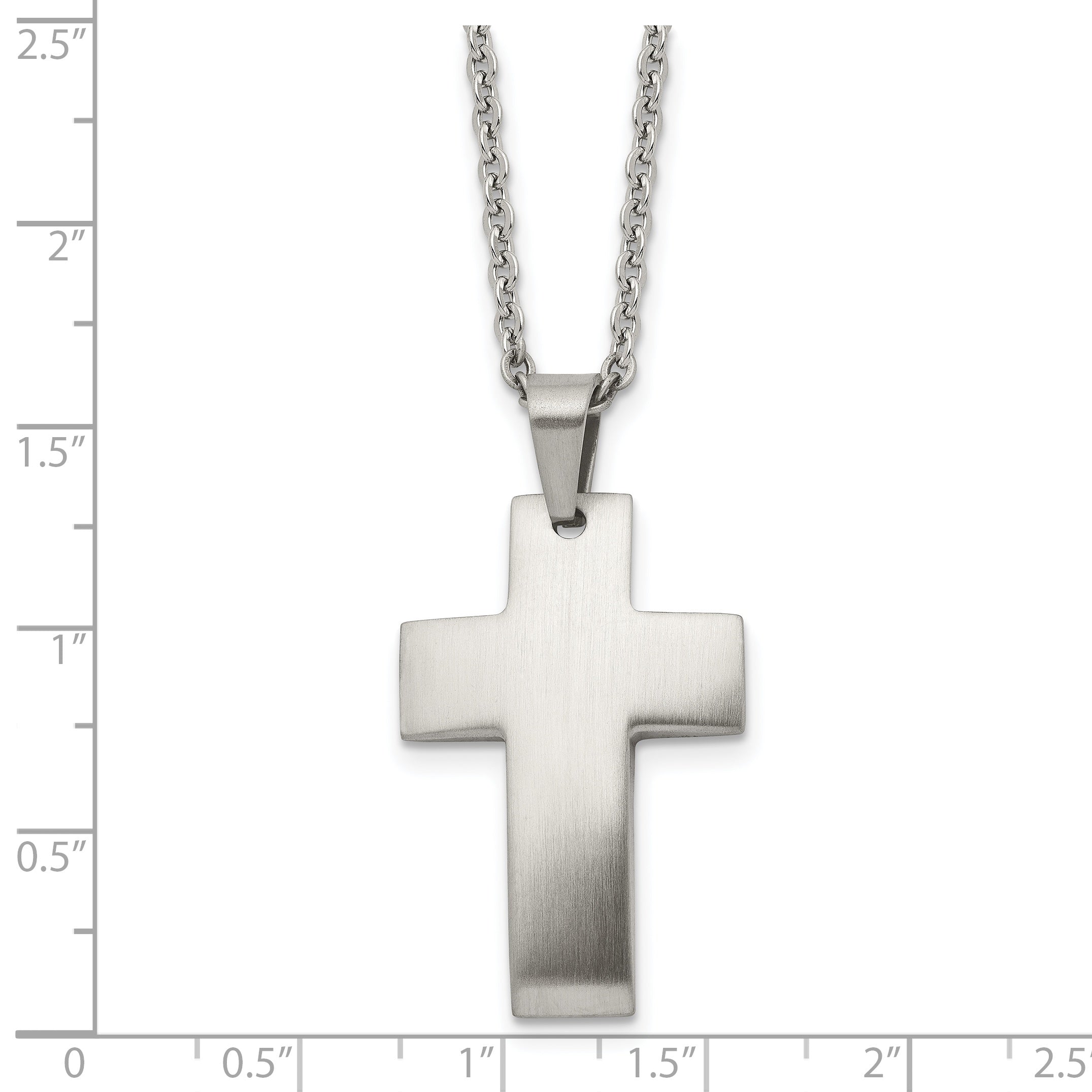 Chisel Stainless Steel Brushed Cross Pendant on a 20 inch Cable Chain Necklace