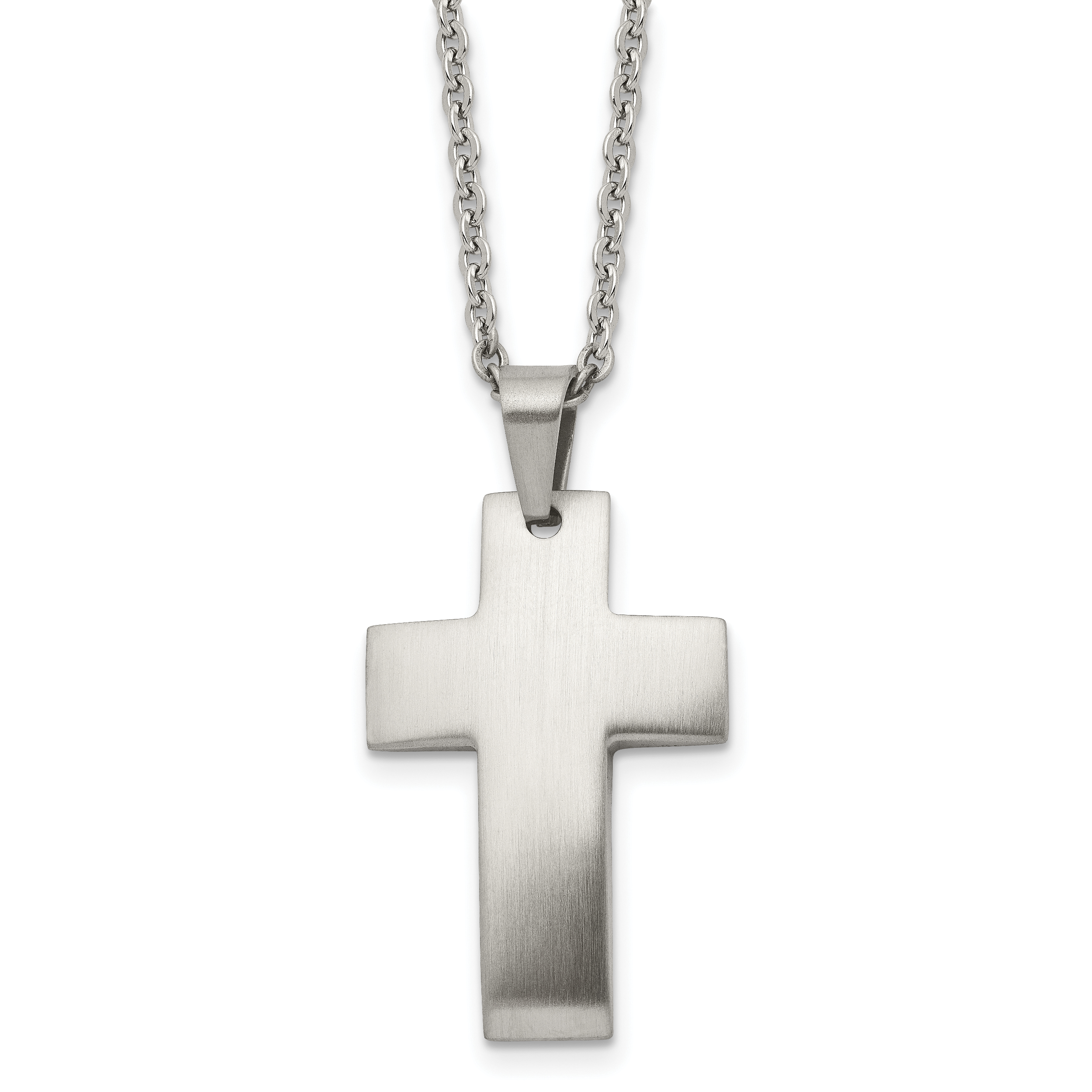 Chisel Stainless Steel Brushed Cross Pendant on a 20 inch Cable Chain Necklace Main image