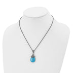 Simulated Turquoise & Marcasite Necklace in Stainless Steel