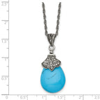 Simulated Turquoise & Marcasite Necklace in Stainless Steel