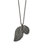 Marcasite Leaf Necklace in Stainless Steel