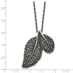 Marcasite Leaf Necklace in Stainless Steel