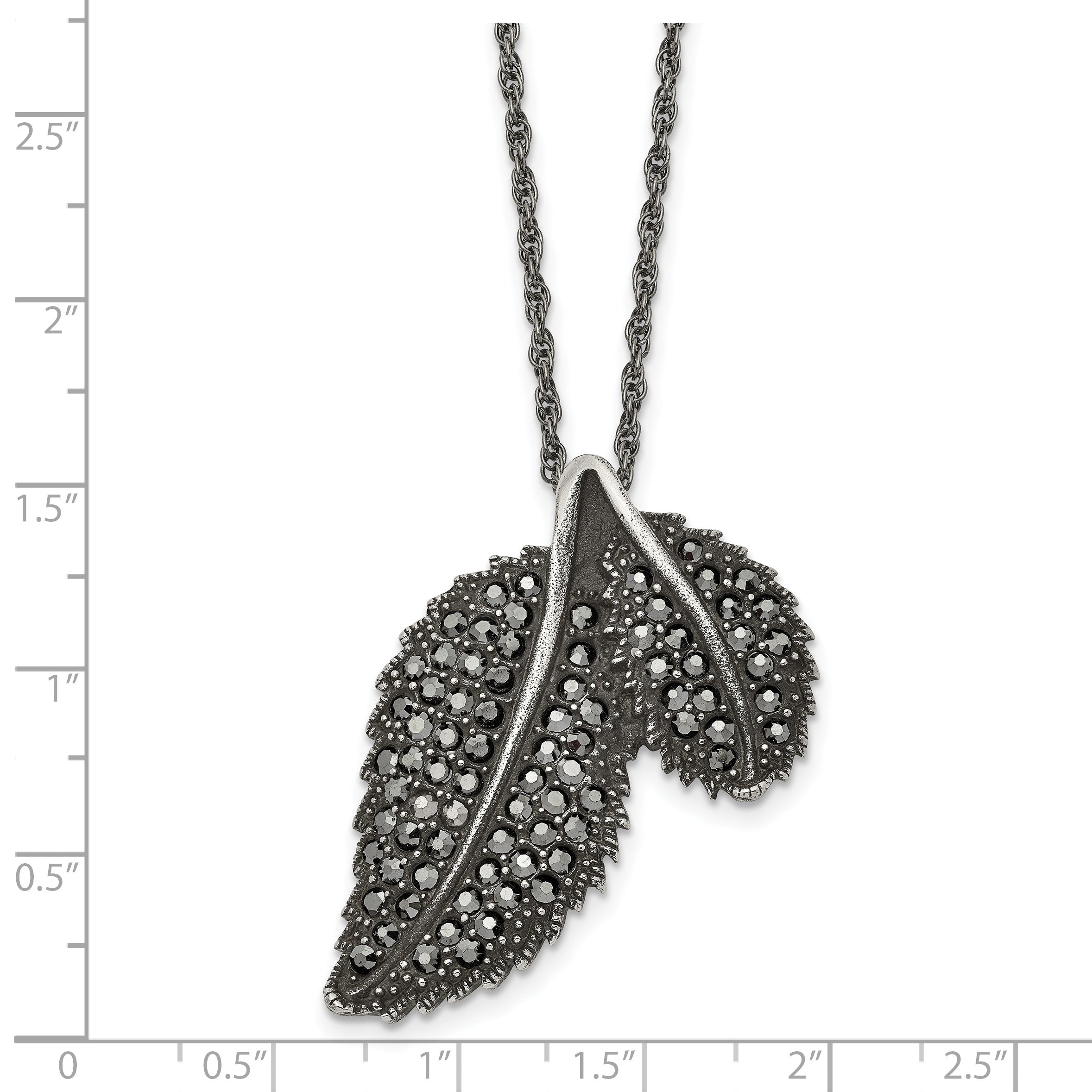 Marcasite Leaf Necklace in Stainless Steel