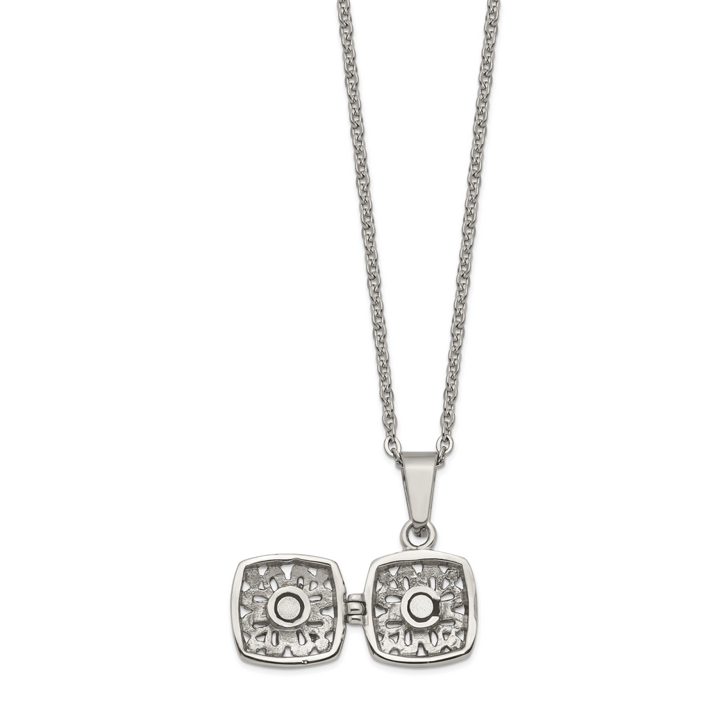 Magnetic Prayer Box Necklace in Stainless Steel, 18"