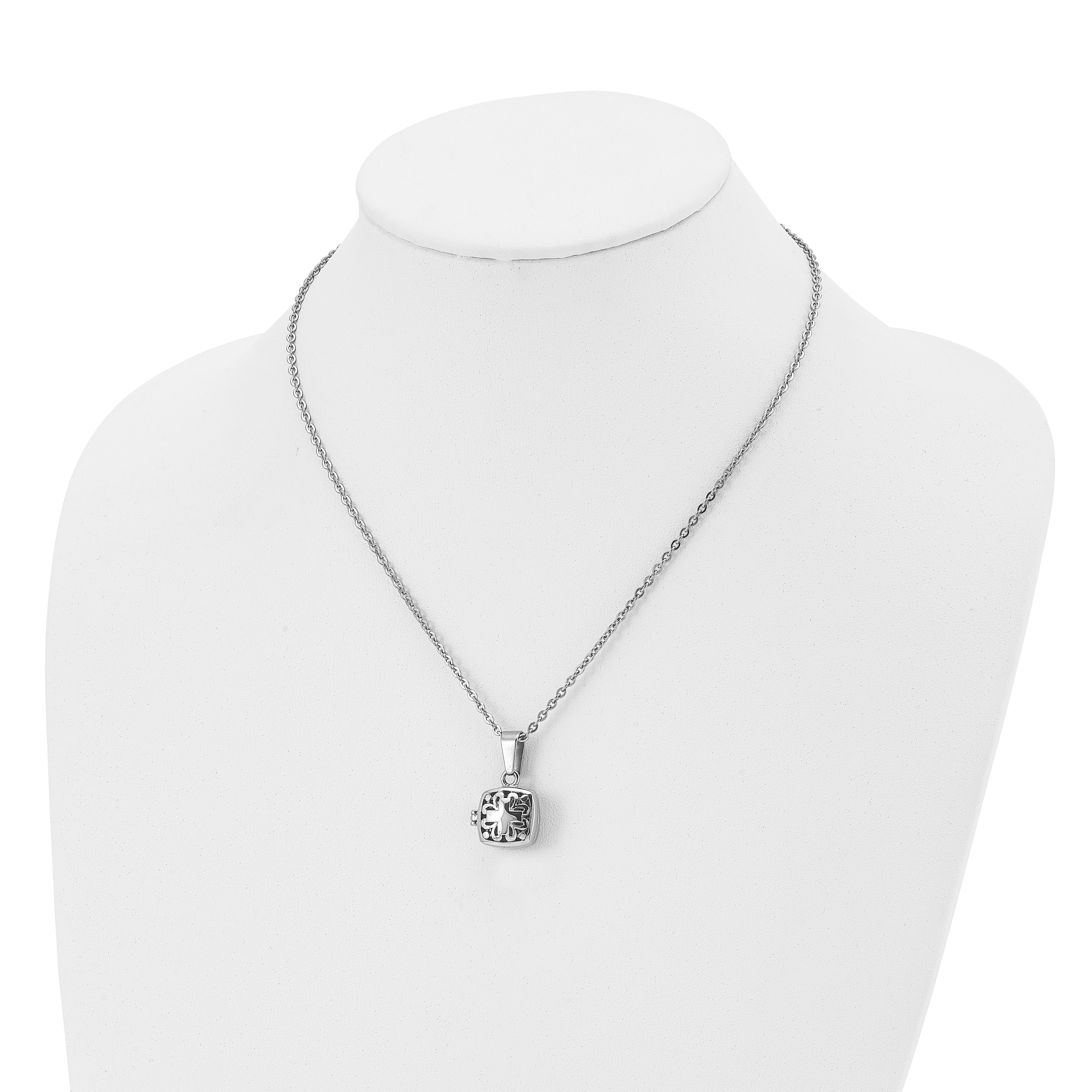 Magnetic Prayer Box Necklace in Stainless Steel, 18"