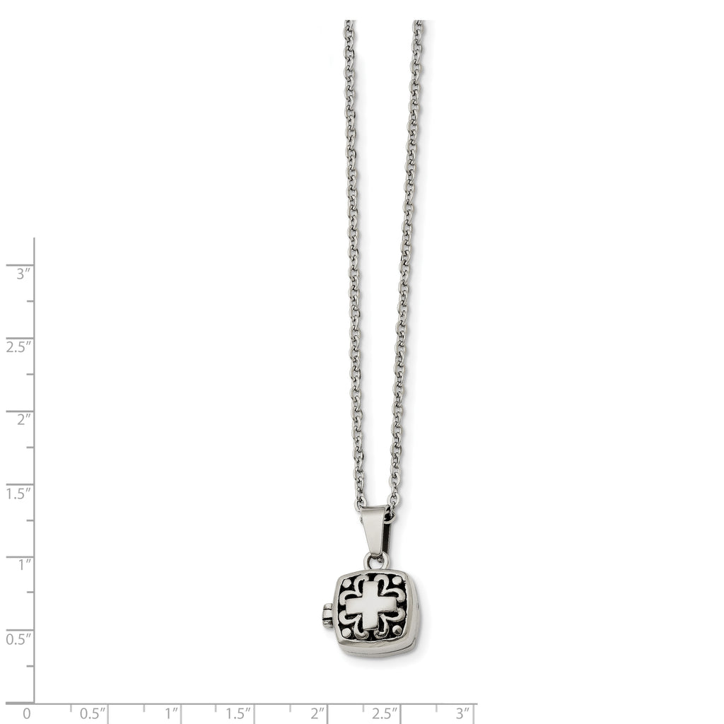 Magnetic Prayer Box Necklace in Stainless Steel, 18"