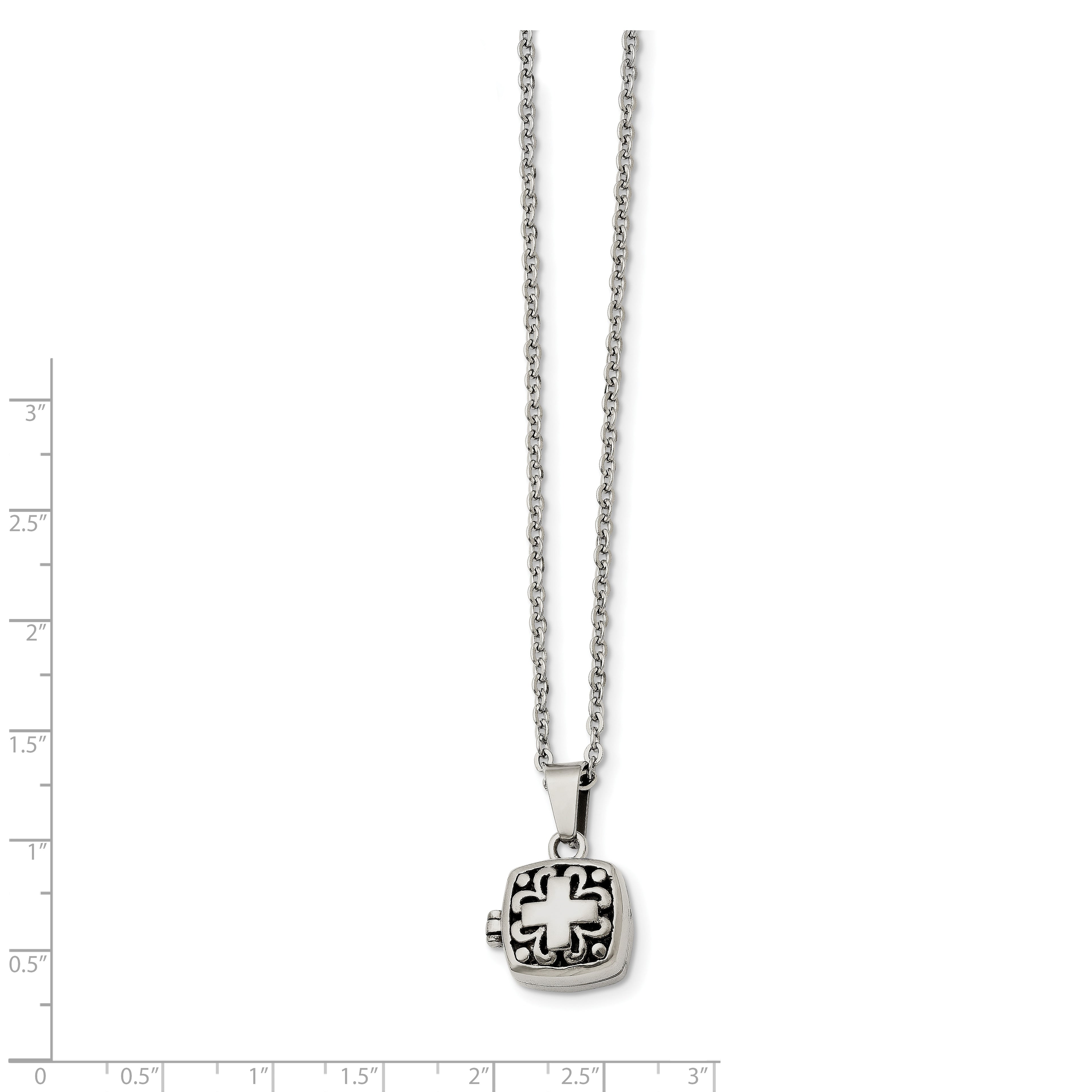 Magnetic Prayer Box Necklace in Stainless Steel, 18"