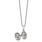 Oval Prayer Box Pendant Necklace in Stainless Steel, 18"