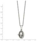 Oval Prayer Box Pendant Necklace in Stainless Steel, 18"