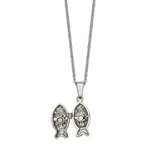 Fish Prayer Box Necklace in Stainless Steel, 18 inch