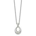 CZ Teardrop Necklace in Stainless Steel