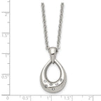 CZ Teardrop Necklace in Stainless Steel
