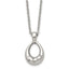 Stainless Steel Polished w/CZ Teardrop 18in Necklace