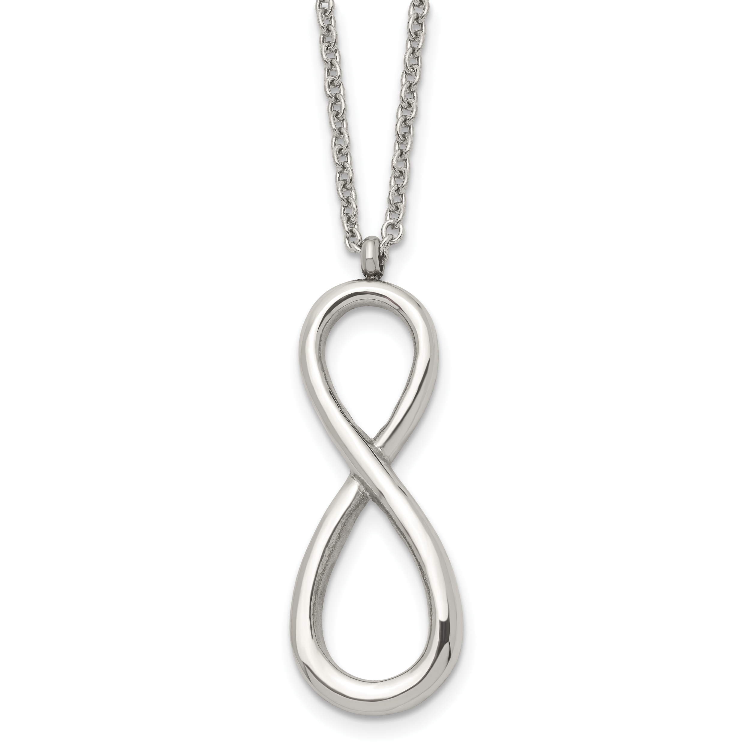 Chisel Stainless Steel Polished Infinity Symbol on an 18 inch Cable Chain Necklace Main image