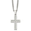 Chisel Stainless Steel Polished with Grey Carbon Fiber Inlay Small Cross Pendant on a 20 inch Curb Chain Necklace