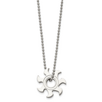 Chisel Stainless Steel Polished Sun Burst Pendant on a 22 inch Ball Chain Necklace