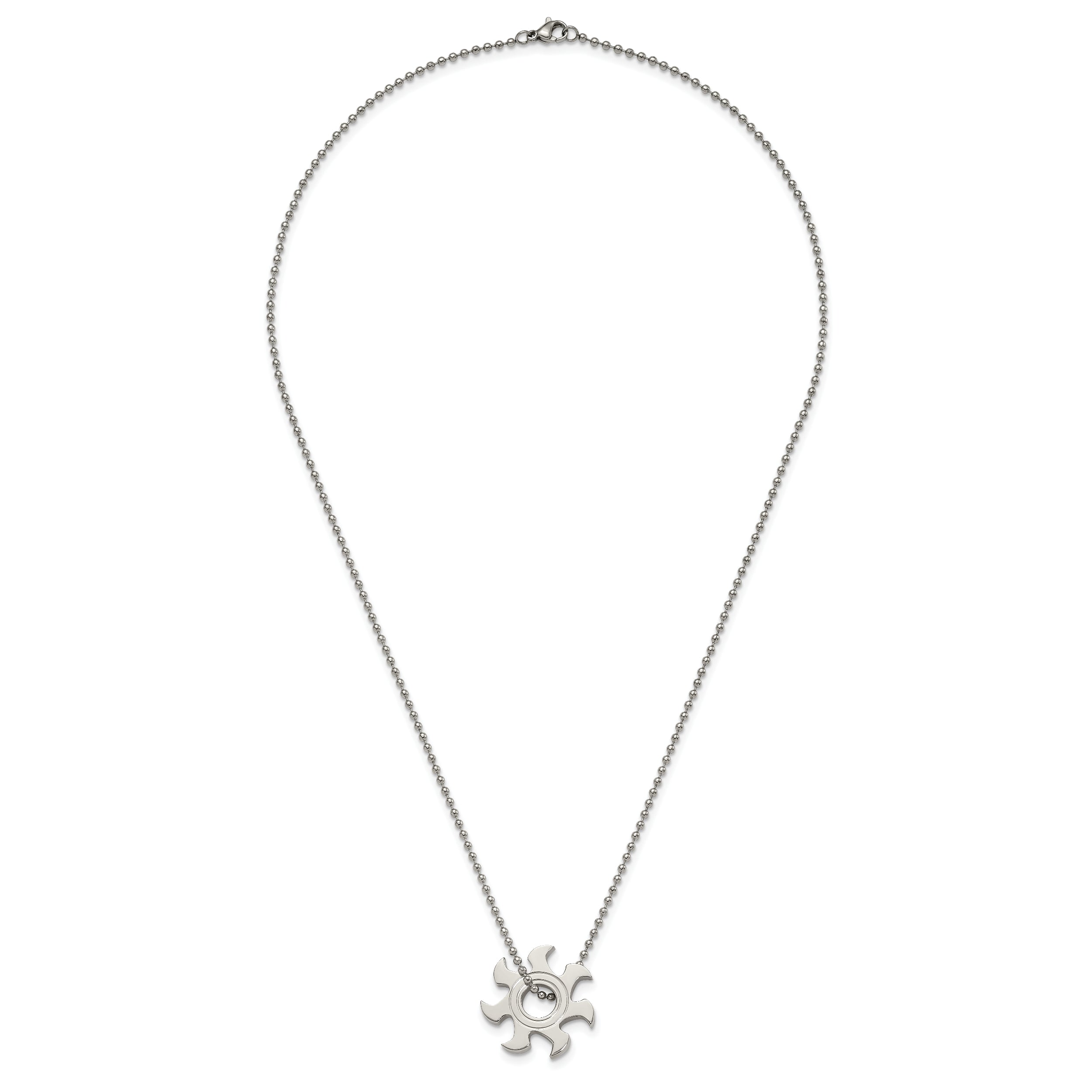 Chisel Stainless Steel Polished Sun Burst Pendant on a 22 inch Ball Chain Necklace