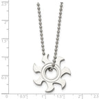 Chisel Stainless Steel Polished Sun Burst Pendant on a 22 inch Ball Chain Necklace