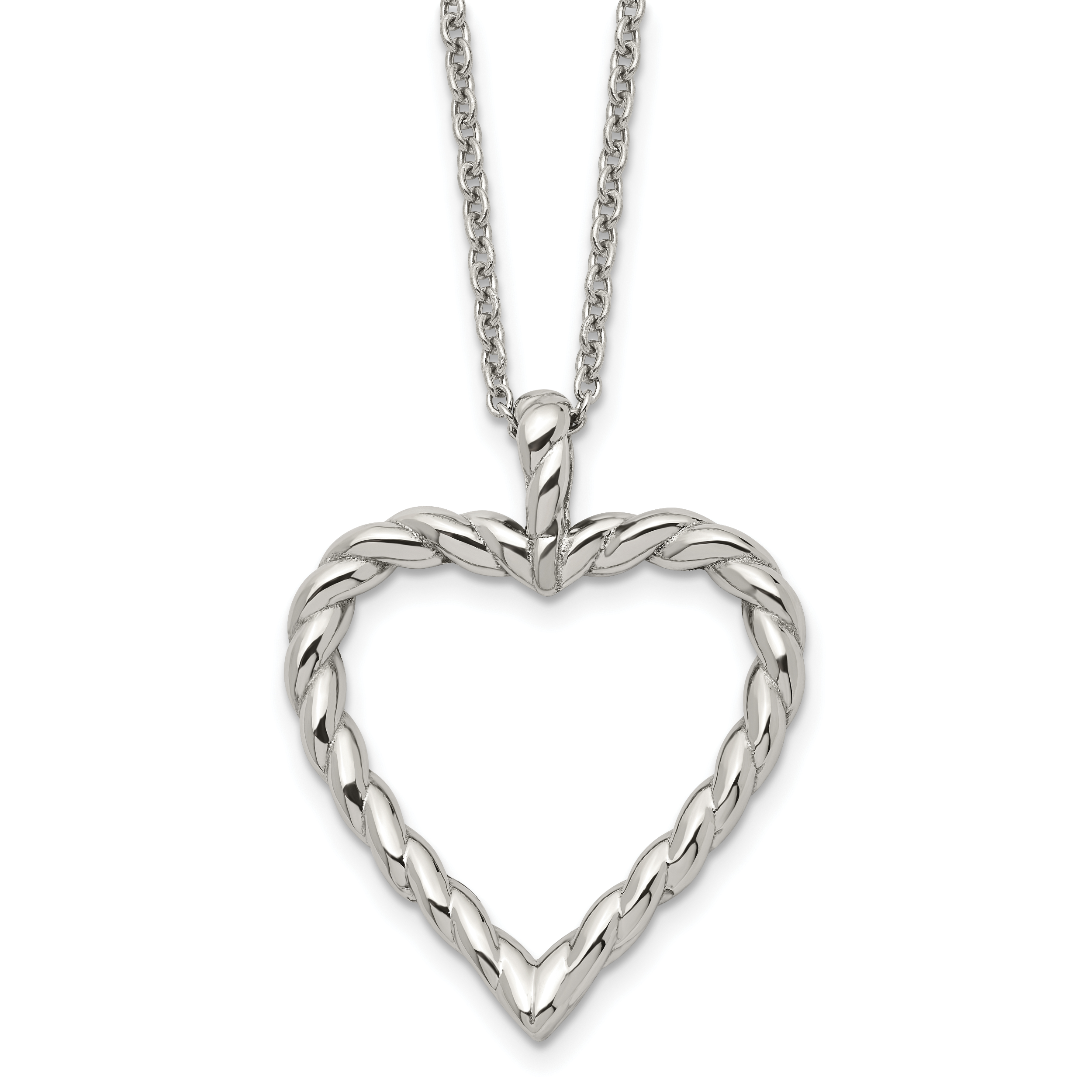 Chisel Stainless Steel Polished Twisted Heart Pendant on an 18 inch Cable Chain Necklace Main image
