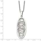 Stainless Steel Polished Wire Designed Oval 18in Necklace