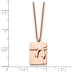 Rose-Tone Gift & Bow Necklace in Stainless Steel