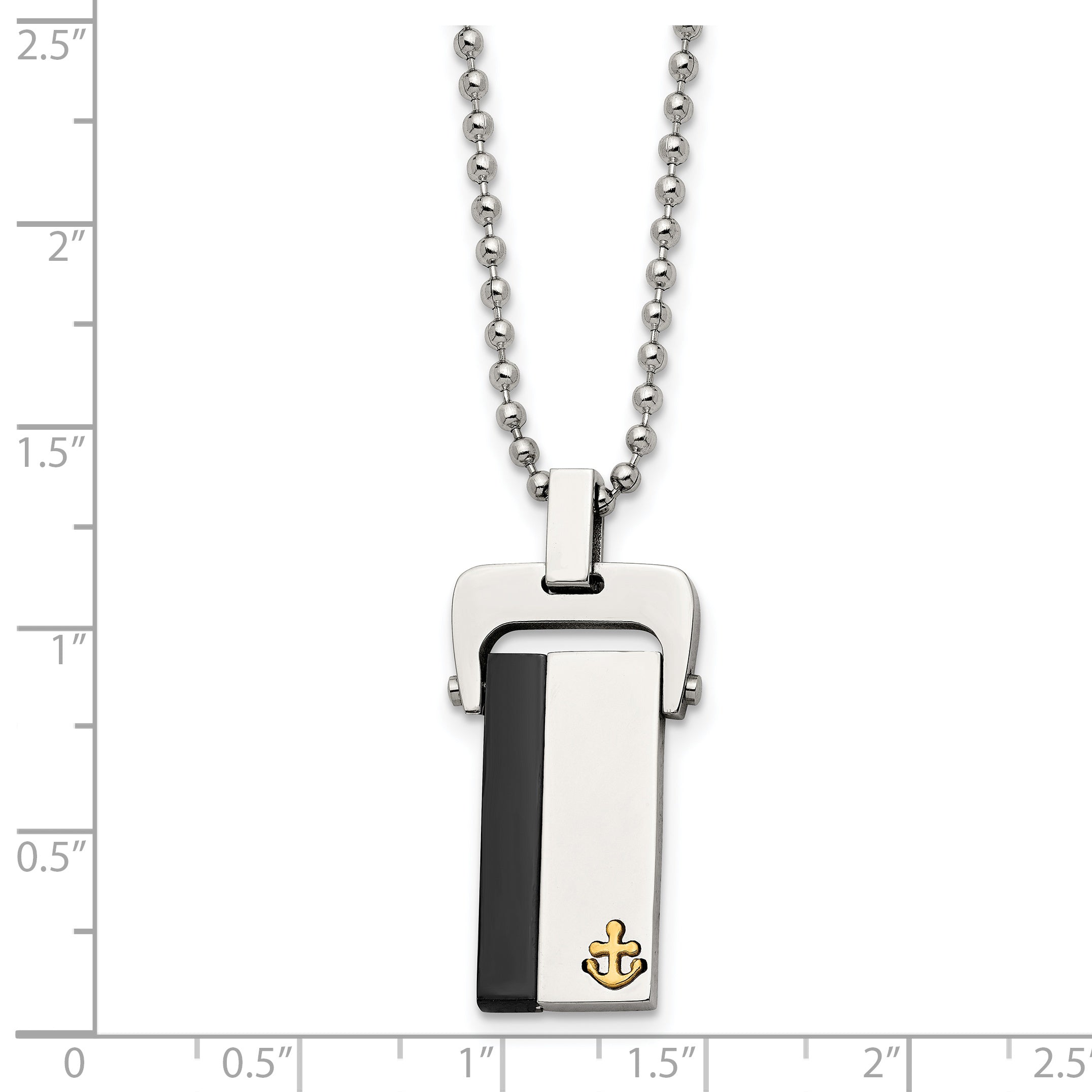 Stainless Steel Polished Yellow & Black IP-plated Dog Tag 20in Necklace