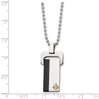 Stainless Steel Polished Yellow & Black IP-plated Dog Tag 20in Necklace