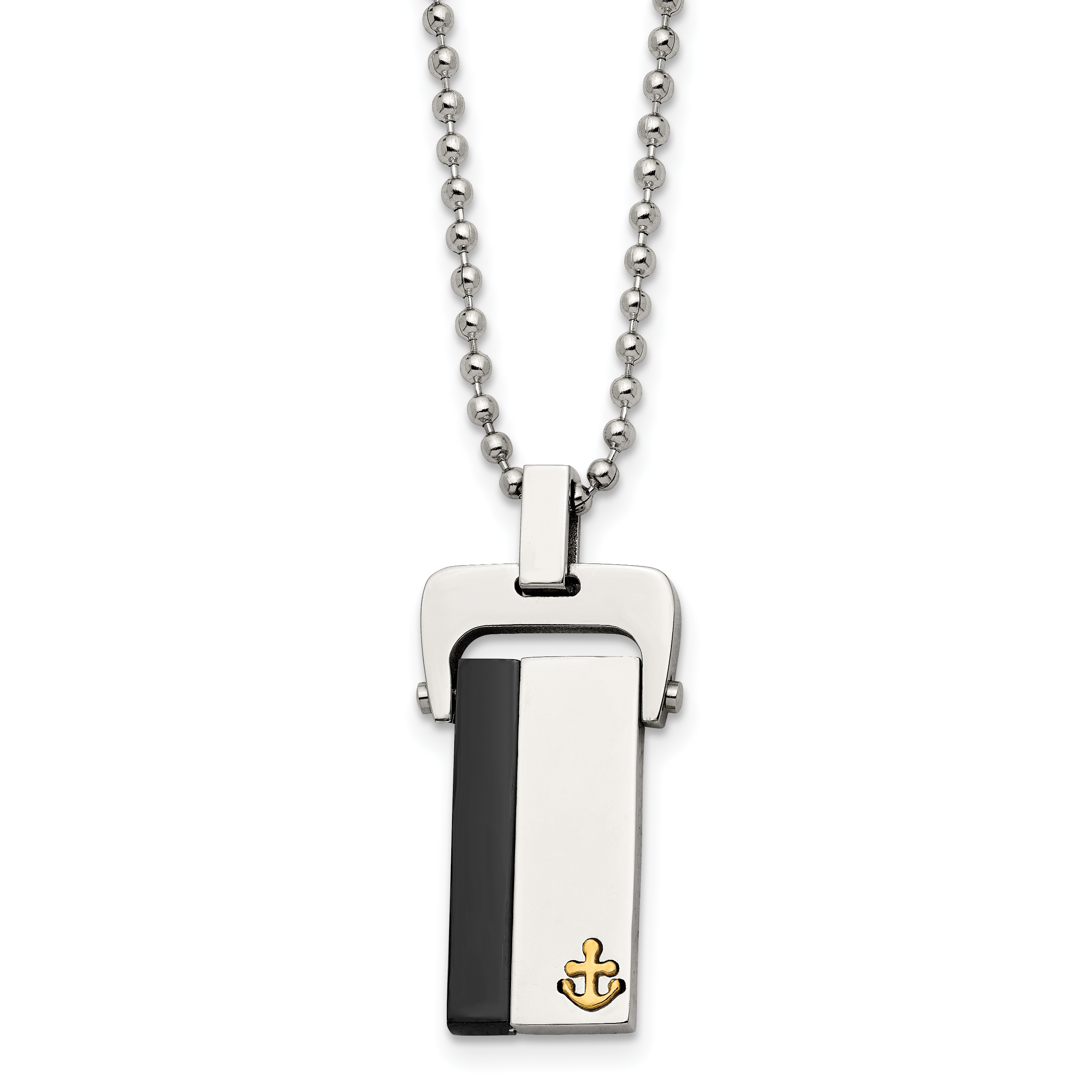 Stainless Steel Polished Yellow & Black IP-plated Dog Tag 20in Necklace Main image