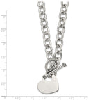 Chisel Stainless Steel Polished Heart Toggle on an 18 inch Open Link Chain Necklace