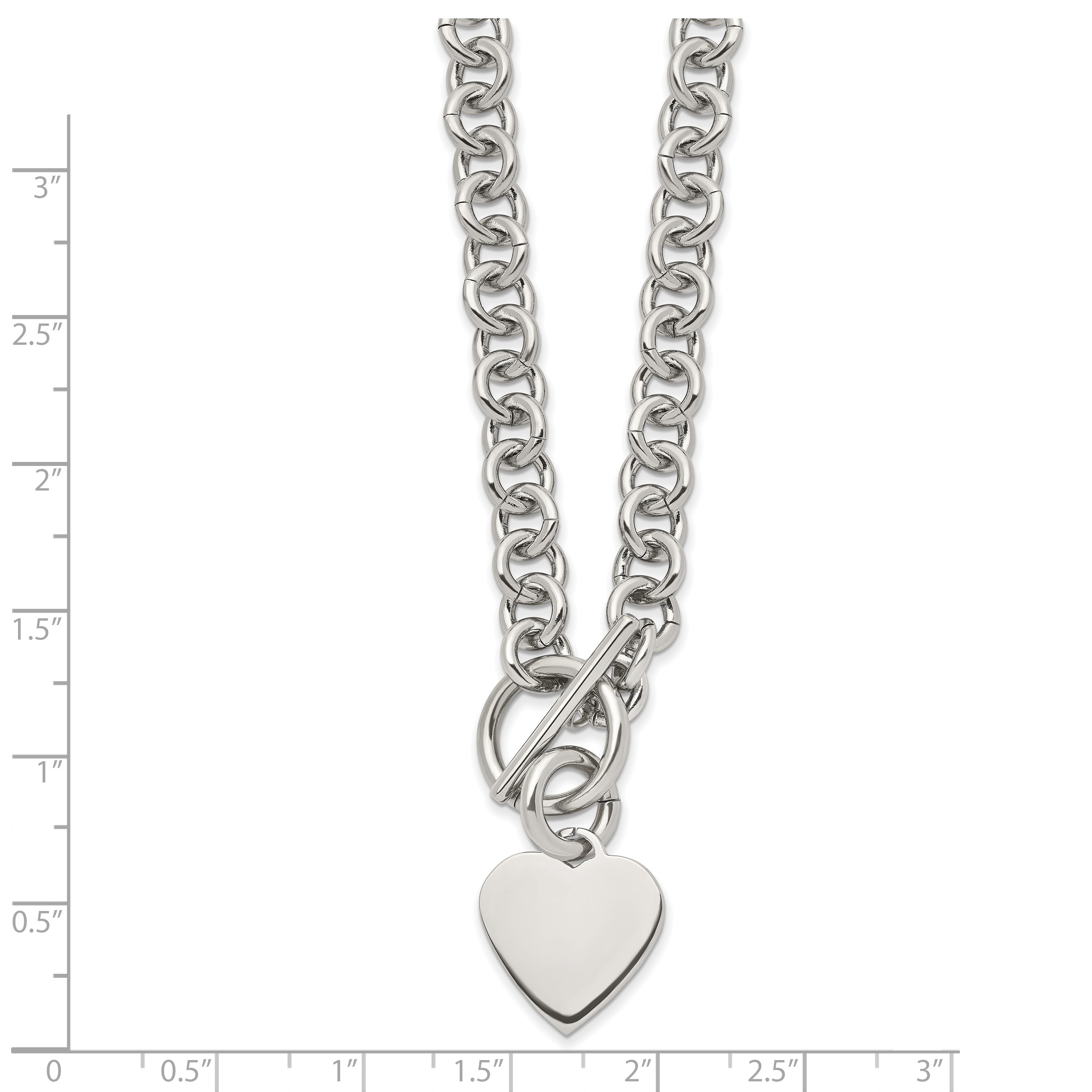 Chisel Stainless Steel Polished Heart Toggle on an 18 inch Open Link Chain Necklace Secondary image