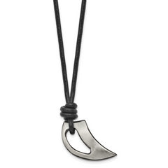 Chisel Stainless Steel Brushed and Polished Black IP-plated Claw Pendant on a 20 inch Black Leather Cord Necklace