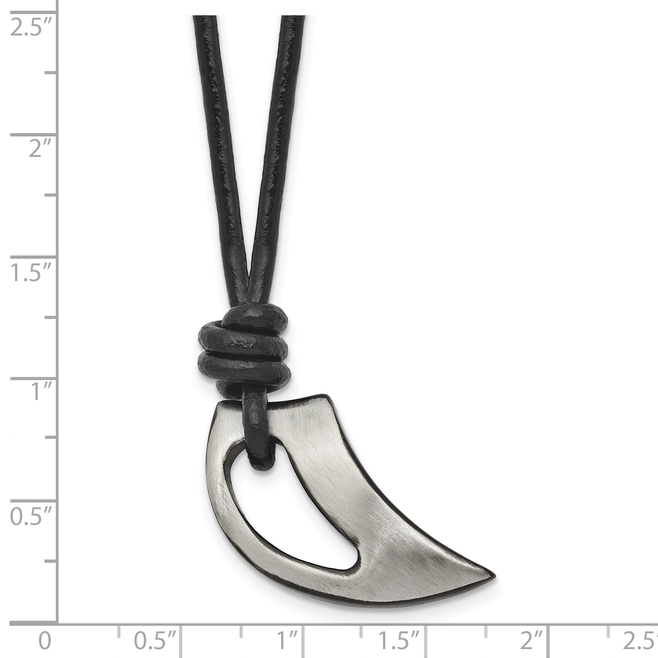 Chisel Stainless Steel Brushed and Polished Black IP-plated Claw Pendant on a 20 inch Black Leather Cord Necklace