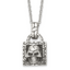 Stainless Steel Antiqued and Polished Skull 22in Necklace